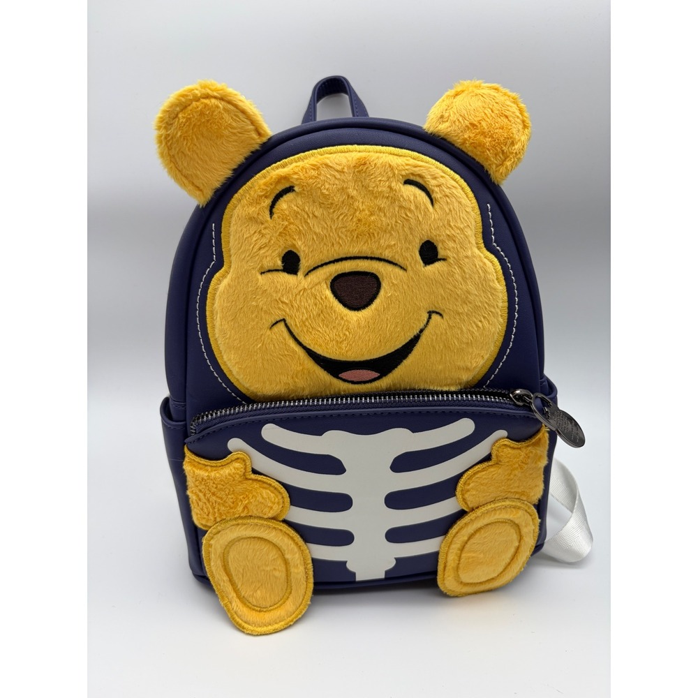 Loungefly Disney Winnie the Pooh Skeleton Halloween Glow Mini Backpack Purple